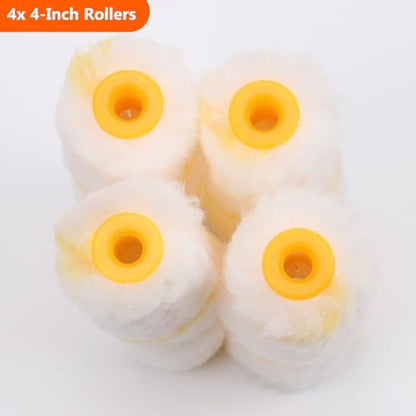 King Origin Paint Roller Kit with Extension Pole 4 Ft, 12 PCS | 9" & 4" Paint Rollers, Frame, Tray - Paint Supplies for Painting Walls, Home Interior, Painting Tool Kits - color: 4"&9" Rollers, 12-Pack