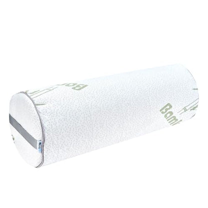 Kingnex Bolster Roll Pillow for Sleeping on Back or Side Under Knee to Relief Lower Back Pain Between Legs for Side Sleepers Latex Cylinder Pillow with Removable Cover 19x8