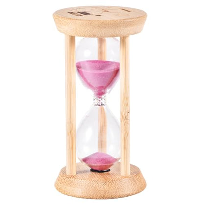 Mini Wooden Sand Timers,100% Bamboo Hourglass Sand Timers 1Min Sandglass Timer for Toothbrush Timer Games Classroom Home Office Cooking(Pink+1Min) - color: Pink, size: 1Min