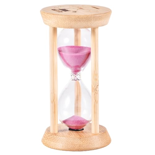 Pink Sand Timer,2 Min Wood Wood Sandglass Clock - Modern Hourglass Watch with 100% Bamboo Frame for Kids Games Classroom Kitchen Home Office Decor(Pink+2Min) - color: Pink, size: 2Min