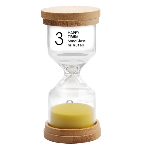 3 Minute Wooden Sand Timer,Yellow Sand Hourglass for Productivity, Focus, Meditation & Home Décor,3 Min Reloj de Arena Sand Clock for Kitchen, Office, Classroom, Yoga & Games - color: Yellow, size: 3 Minutes