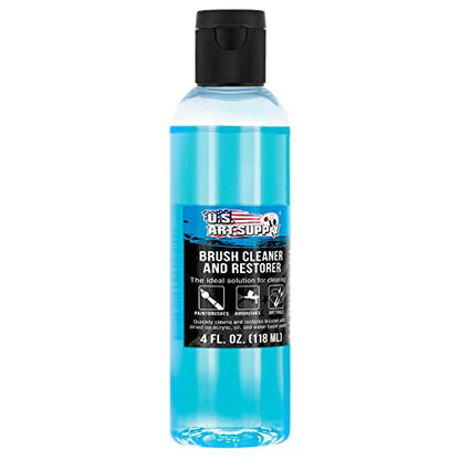 U.S. Art Supply Brush Cleaner and Restorer, 4 Ounce Bottle | Cleans Paint Brushes, Airbrushes, Art Tools - Cleaning Solution to Remove Dried On Acrylic, Oil and Water-Based Paint Colors - size: 4 Fl Oz (Pack of 1)