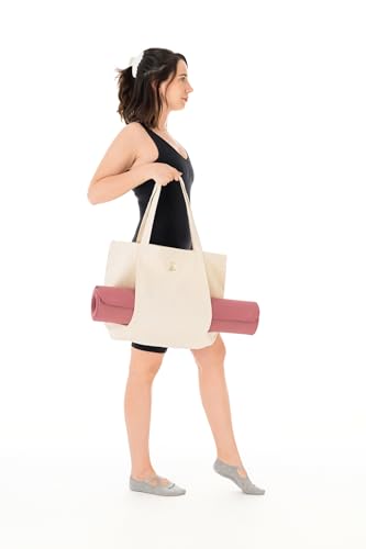 Mat Tote Bag – Cotton Canvas Yoga Mat Carrier – Eco-Friendly & Durable Yoga Mat Holder for Gym, Pilates, Travel, or Studio Use