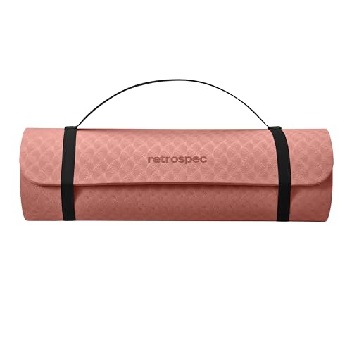 Retrospec Zuma 1/2" Yoga Mat Non Slip Exercise Mat For Pilates, Workout | 72x24x1/2", Gym Mat, Yoga Mat Strap, TPE Yoga Mat, Eco Friendly, Elastic Memory Foam, Moisture Resistant, BPA, Latex Free - color: Rose