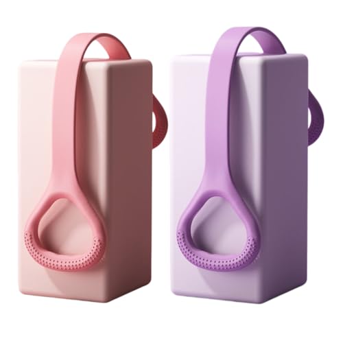Cur8trend Figure 8 Resistance Bands with Handles for Arms Back Shoulders, 20LB Silicone Exercise Bands for Full Body Workout Yoga Stretching Posture Correction Women Men - color: Purple+Pink