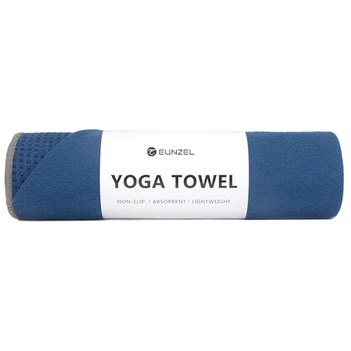 Eunzel Non Slip Hot Yoga Mat Towel with Grip Dots, 72" x 24" - color: Steel Blue, size: 72" x 24"