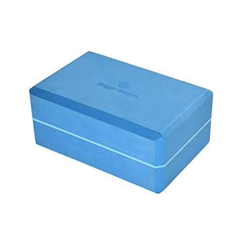 Hugger Mugger 4 in. Foam Yoga Block - Strong and Stable, Beveled Edges for Comfort, Most Favored Block Size, Helps with Alignment and Support in Many Poses - color: Blue