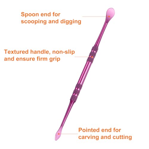 HARFINGTON 8 Pcs Wax Carving Tools 4.8" Double Ended Clay Tools Violet | Stainless Steel Wax Carvers Sculpting Modeling Spoon for Figures Clay Handmade Art Works - color: Violet