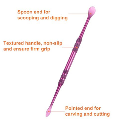 HARFINGTON 8 Pcs Wax Carving Tools 4.8" Double Ended Clay Tools Violet | Stainless Steel Wax Carvers Sculpting Modeling Spoon for Figures Clay Handmade Art Works - color: Violet