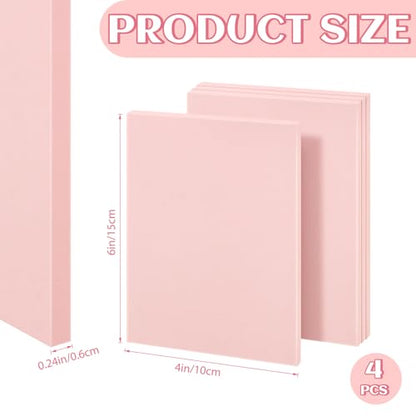 4 PCs 4x6 Inch Linoleum Blocks for Printmaking, Stamp Carving & DIY Linocut | Pink Rubber Stamp, Soft 0.8cm thick, Smooth, clean cuts, Beginner-friendly; For cards, fabric & classroom art