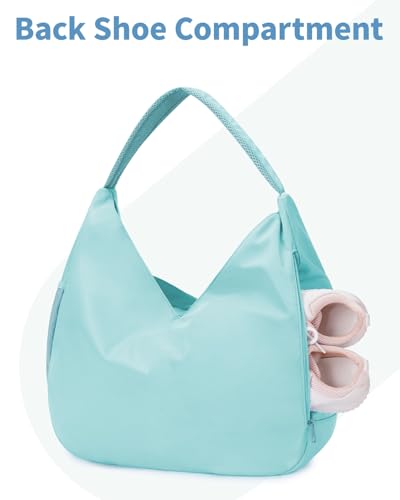 Ceneda Large Gym Bag for Women with Hidden Yoga Mat Holder & Shoe Compartment & Wet Pocket, Sports Duffle Bag for Travel - color: Mint Green