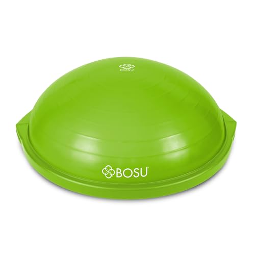 Bosu Balance Ball Exercise Trainer, Home Gym Equipment w/Guided Workouts & Pump, 26" Inflatable Fitness Platform for Strength Training, Standing, Balancing, and Core Workout - color: Lime Green