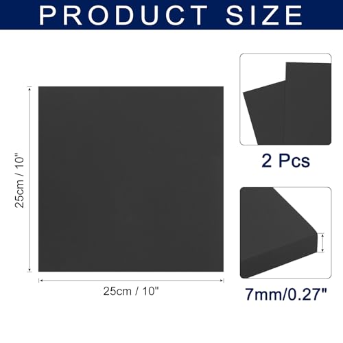 MECCANIXITY Foam Sheets Crafts 10x10 Inch 7mm EVA Craft Foam Paper Foam Sheets for Crafts Projects DIY Cosplay Modeling, Black, 2 Sheets - color: Black, size: 7mm