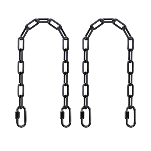 SELEWARE 2Pcs 20" Hanging Swing Chain Black Plastic Coated Hanging Chains | 1000LB Capacity Porch Swing Chain with 4 Carabiners, Hammock Hardware Kit for Hanging Chair, Punching Bag, Indoor Outdoor Gym - color: Black, size: 20" (2 Pcs)