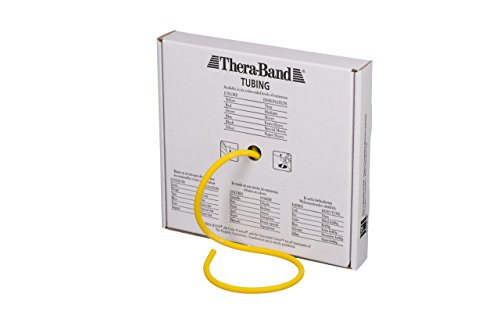 THERABAND Latex Resistance Tubing, Yellow, Thin Level 1, 25 ft Roll, Professional Grade for Upper and Lower Body Workouts, Cut-to-Length, Color-Coded Resistance Levels - color: Level 1 / Light - Yellow