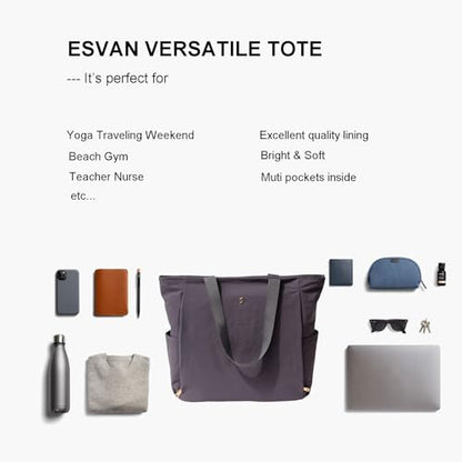 ESVAN Yoga Mat Bag Yoga Tote Carrier Shoulder Bag Carryall Tote for Office,Yoga,Pilates,Travel,Beach and Gym - color: Nylon Dark Gray