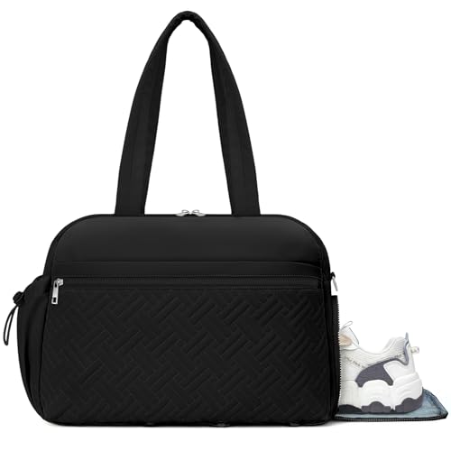 SYTRAH Gym Bag for Women, Lightweight Sport Workout Purse for Travel Black | Shoe & Wet Separation,up to 15.6 inches Laptop Sleeve & Yoga Mat Holder, 11- Organized Pockets & Adjustable Strap - color: Black(Shoes compartment)