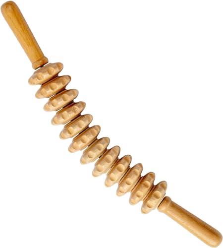 Curved Wood Therapy Massage Roller Tools,Lymphatic Drainage, Cellulite Massage Wooden Muscle Roller Stick for Waist and Thigh, Stomach Rolling guasha Massager Tool for Fascia,Relief, Body Shaping