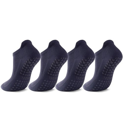 PilatesYogaGripSocksforWomenCushionedGrippyCottonNonSlipAthletic - color: 4 Pairs Dark Purple