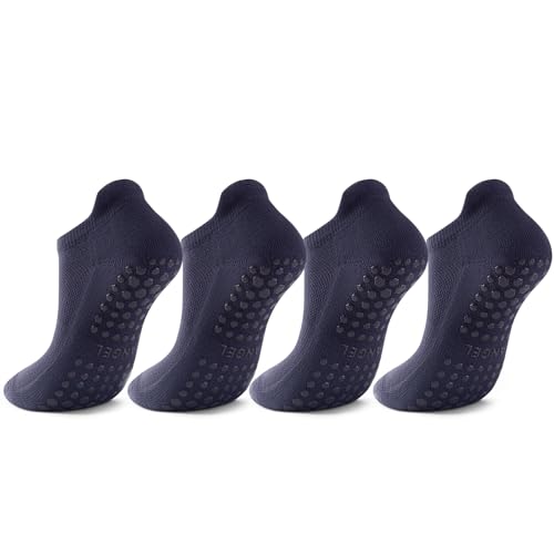 PilatesYogaGripSocksforWomenCushionedGrippyCottonNonSlipAthletic - color: 4 Pairs Dark Purple