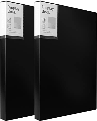 Portfolio Folder for Artwork Art Portfolio Binder 2 Packs 9"x12" Demo Book Black Portfolio Folder with Protective Film Binder with Plastic Sleeve 30 Pockets 60 Page Capacity - size: 9"x12"