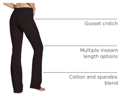 Houmous S-XXXL 29''31''33''35'' Inseam Women's Cotton Bootcut Pants Inner Pocket - color: Black, size: X-Large/29" Inseam
