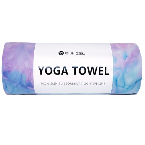 Eunzel Hot Yoga Towel Non Slip Yoga Mat Towel Non-Slip Sweat Absorbent Microfiber Towel for Hot Yoga, Pilates and Workout 72" x 26.5", Purple & Green - color: Purple & Green
