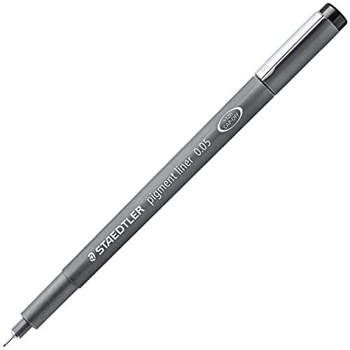 STAEDTLER 308 Pigment Liner Fineliner Pen - Ideal for Writing, Sketching, Technical Drawing, Marking Out - Black Ink - In Envelope Gift Packaging - 0.05mm Extra Fine Nib Size - Pack of 3
