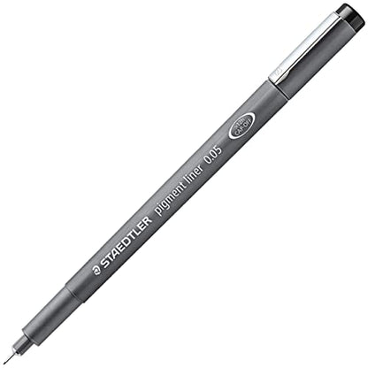 STAEDTLER 308 Pigment Liner Fineliner Pen - Ideal for Writing, Sketching, Technical Drawing, Marking Out - Black Ink - In Envelope Gift Packaging - 0.05mm Extra Fine Nib Size - Pack of 3