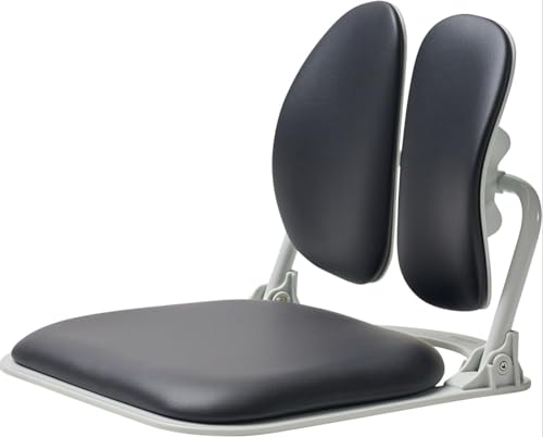 Ergonomic Dual-Backrests Floor Chair with Back Support (Black Leather) | Reduce pressure on your back by up to 50% - color: Black