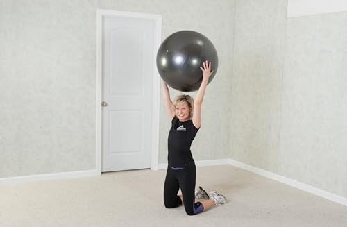 Black Mountain Products Professional Grade Exercise Stability Yoga Ball, Foot Pump, Ball Plug, Plug Puller, 2000 Pounds Static Weight Capacity Antiburst - color: Black, size: 65 cm