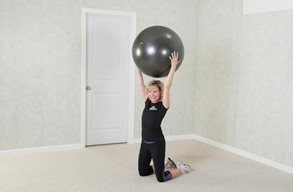 Black Mountain Products Professional Grade Exercise Stability Yoga Ball, Foot Pump, Ball Plug, Plug Puller, 2000 Pounds Static Weight Capacity Antiburst - color: Black, size: 65 cm