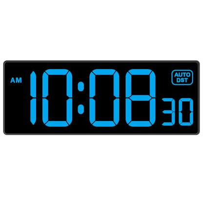 Soobest LED Wall Clock Digital Clock with Seconds | Large Digital Clock Bold Numbers for Seniors, Plug Electric Clock Dimmable Large Display, Auto DST, Gym, 10 Inches - color: 10.2" Blue