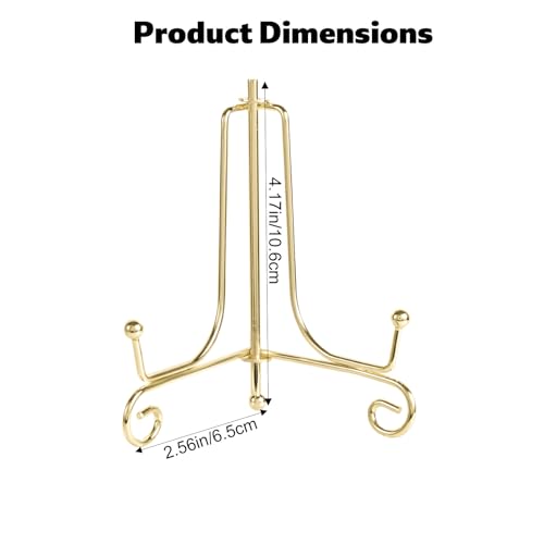 3pcs Plate Holder Easel Display Stand, 4.17x2.56in/10.6x6.5cm Metal Displaying Stand Table Decorative Easel for Tabletop Picture Frames Photos Wedding Cards Sign Posters Cavas Decorative(Gold )