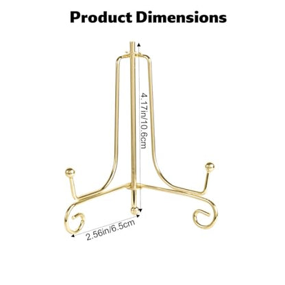 3pcs Plate Holder Easel Display Stand, 4.17x2.56in/10.6x6.5cm Metal Displaying Stand Table Decorative Easel for Tabletop Picture Frames Photos Wedding Cards Sign Posters Cavas Decorative(Gold )