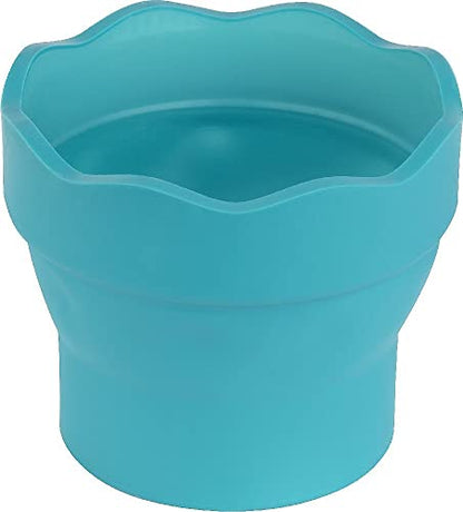 Faber-Castell Clic & Go Portable Paint Water Cup with Brush Holder, Turquoise - Collapsible Paint Brush Cleaner Rinse Cup, Travel Friendly Painting Accessories (Pack of 6) - size: 1 Count (Pack of 6)