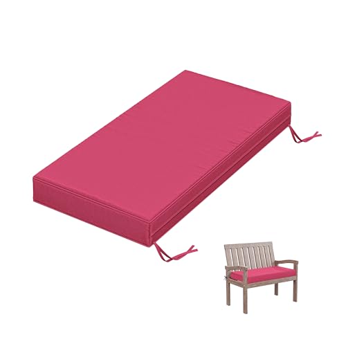 Outdoor Bench Cushion 36×18×3.5 in Thick Waterproof Patio Furniture Cushions, Patio Porch Swing Replacement Seat Pad with Tie Straps and Anti-Slip, for Backyard Garden, Pink - color: Pink, size: 36 x 18 x 3.5 in