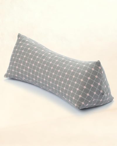 Cervical Buckwheat Roll Pillow for Sleeping,15.7"x5.9" Buckwheat Hulls Pillows Filling, Triangle Pillow for Neck Support Yoga Bolster, Adjustable Fill for Neck Pain Relief,Gray