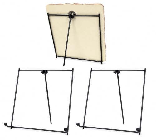 Black Metal Tabletop Easel Stand Set of 3 – 5 Inch Decorative Display Stands for Plates, Frames, Books, Signs & Art – Folding Countertop Holder for Home Décor & Retail Display - size: 5 Inch