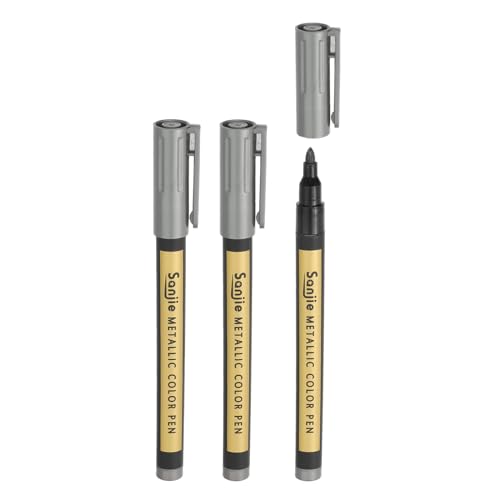 PATIKIL Metallic Marker Pens, 3 Pack Paint Pens Medium Point Colored Markers Art Marker Pen for DIY Craft Photo Album, Black - color: Black