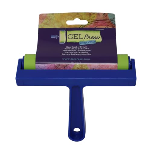 Gel Press Rubber Brayer - for Printmaking, Scrapbooking, Paper Crafts, Home Decor & More - 6 Inches, Blue & Green - size: 6 inch brayer