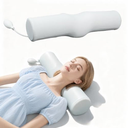 SMDR Adjustable Cervical Neck Pillow for Pain Relief Sleeping, Memory Foam Neck Roll Bolster with Air Cushion Support, Ergonomic Design for Neck and Shoulder Comfort, Washable Cover, 4.71" x 23.61"