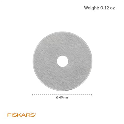 Fiskars 45mm Rotary Blades (5 Pack) - Rotary Cutter Blade Replacement - Crafts, Sewing, and Quilting Projects - Grey - size: 45mm, style: 5 Pack - Standard