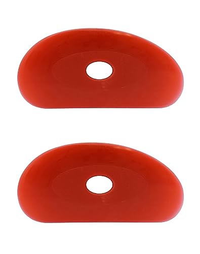 Creative Hobbies Red Soft Silicone Pottery - Pack of 2 | Ultra-Soft Ceramic Sculpting Tool for Smooth Finishing and Removing Finger Marks | Essential Tool for Potters (Shape 2) - color: Shape 2