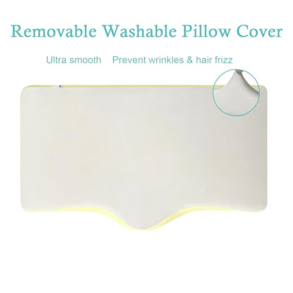 Memory Foam Cervical Pillow, Side and Back Sleeper Pillow for Neck Pain Relief, Orthopedic Cervical Contour Shape Soft Ergonomic Cervical Neck Pillow with Cooling Ice Silk Breathable Design