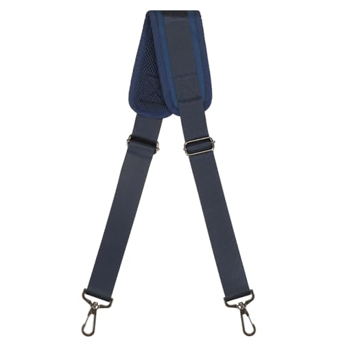 GNEGNI Replacement Shoulder Strap with Fixed Pad, Adjustable Heavy-Duty Crossbody Strap with 360° Metal Swivel Hooks for Laptop, Messenger, Duffel & Tool Bags (Dark Blue) - color: Dark Blue