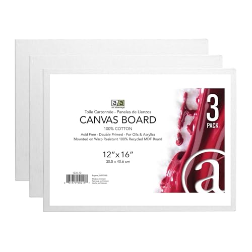 12-Inch by 16-Inch Canvas Board, 3-Pack (1230-12) - size: 12-inch x 16-inch, 3 Pack