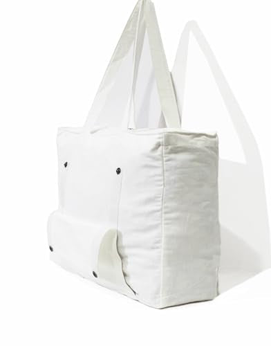 INDIAN CRAFT CASTLE Tote Bag with Yoga Mat Carrier Pocket Carryall Shoulder Bag for Office, Workout, Pilates, Travel, Beach and Gym - color: White