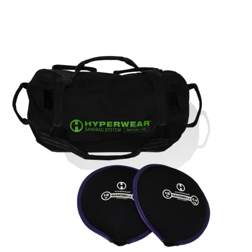HYPERWEAR Adjustable Sandbag System, Heavy-Duty with Handles & Pre-Filled SandBell Filler Sandbags (25, 40, 80, 160 lbs) - color: XS 25 lbs Standard 2 Sandbells - Green, size: 25 lb Standard (2 x 12 lb SandBells)