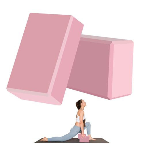 9"x6"x3" Yoga Blocks, Soft Non-Slip Surface Premium Foam Blocks, Supportive, Lightweight, Odor Resistant, Yoga Accessories for Pilates Meditation General Fitness Stretching Toning - color: pink-2 Pack